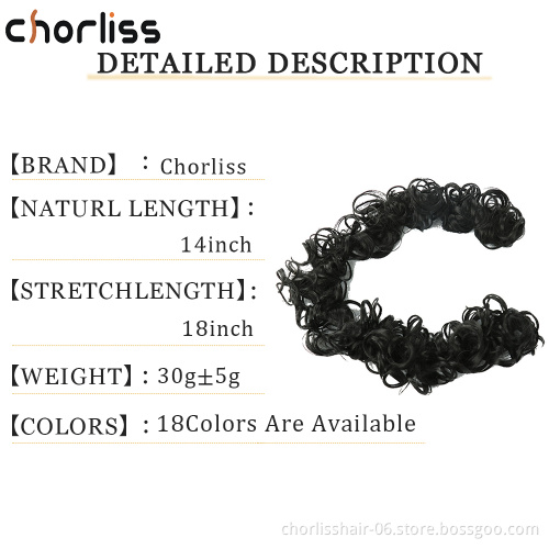 Wholesale Elastic Curly Scrunchie Messy Wavy Wrap Synthetic Flexible Hair Buns Chignon Synthetic Ponytail Extensions For Women
